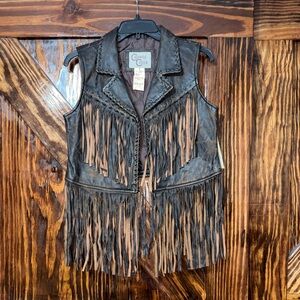 Brown Leather Fringe Vest
